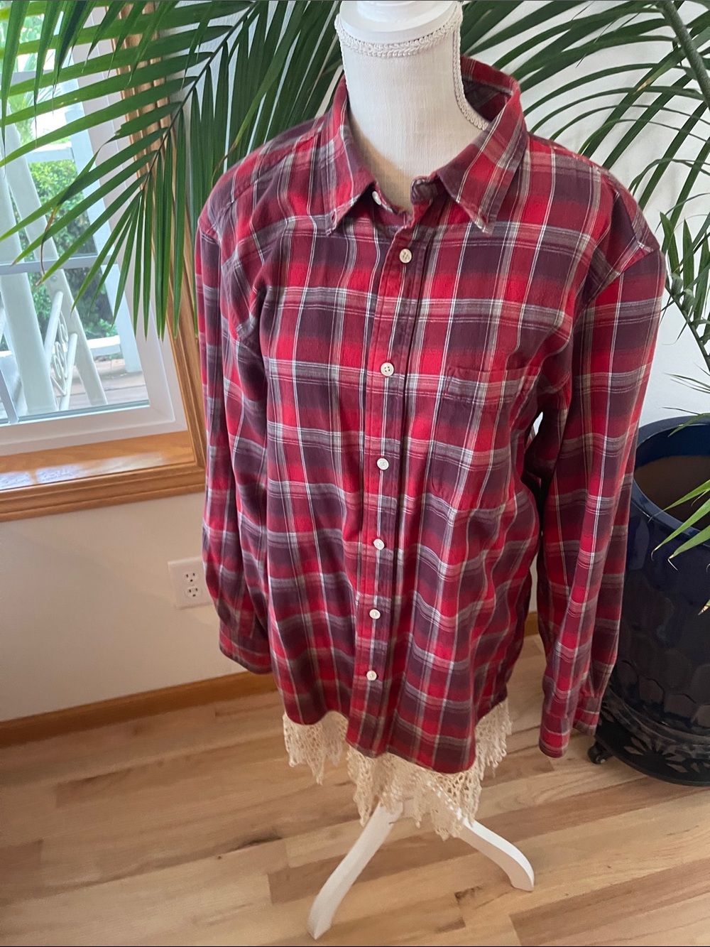 Vintage 316 Red and White Plaid Button-Up Tunic